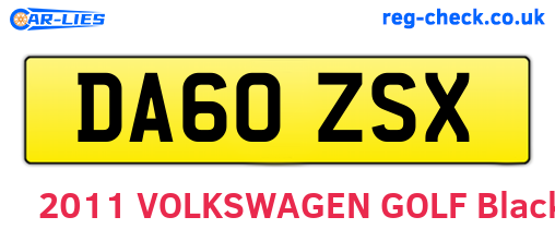 DA60ZSX are the vehicle registration plates.