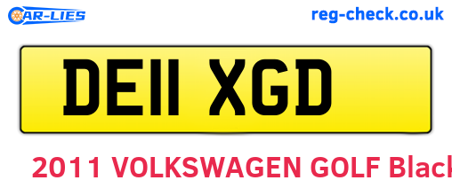 DE11XGD are the vehicle registration plates.