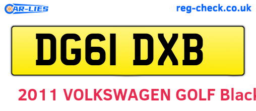 DG61DXB are the vehicle registration plates.