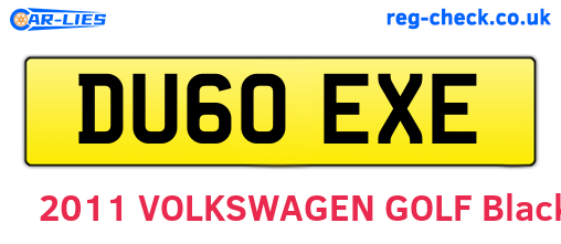 DU60EXE are the vehicle registration plates.