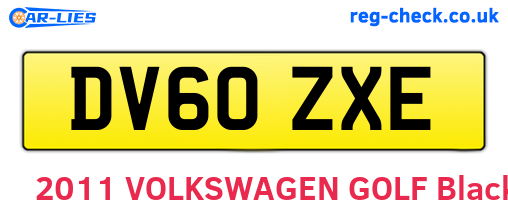 DV60ZXE are the vehicle registration plates.