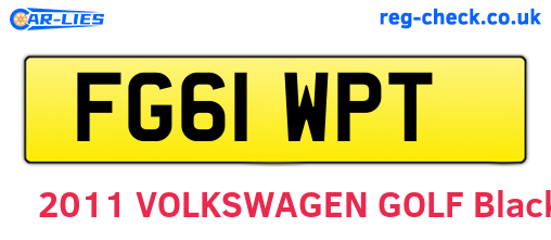 FG61WPT are the vehicle registration plates.