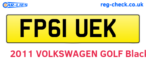 FP61UEK are the vehicle registration plates.