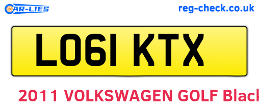 LO61KTX are the vehicle registration plates.