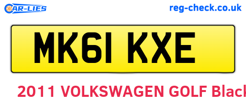 MK61KXE are the vehicle registration plates.