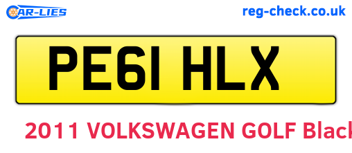 PE61HLX are the vehicle registration plates.
