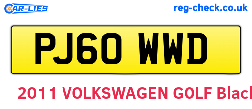 PJ60WWD are the vehicle registration plates.