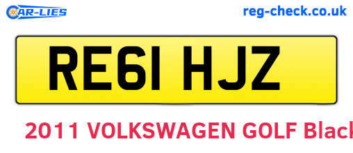 RE61HJZ are the vehicle registration plates.