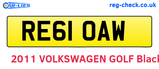 RE61OAW are the vehicle registration plates.