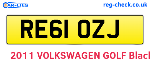 RE61OZJ are the vehicle registration plates.