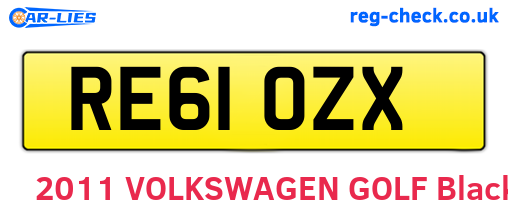 RE61OZX are the vehicle registration plates.