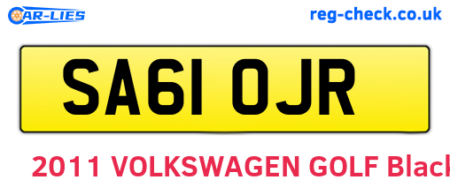 SA61OJR are the vehicle registration plates.