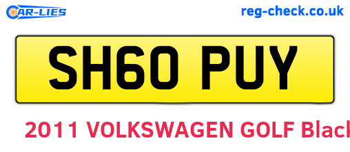 SH60PUY are the vehicle registration plates.