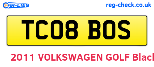 TC08BOS are the vehicle registration plates.