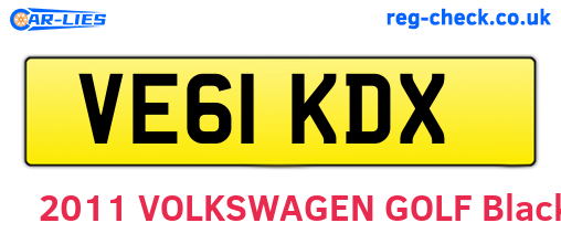 VE61KDX are the vehicle registration plates.