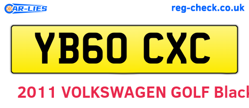 YB60CXC are the vehicle registration plates.