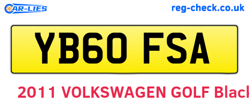 YB60FSA are the vehicle registration plates.