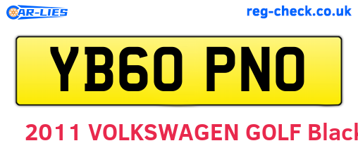 YB60PNO are the vehicle registration plates.
