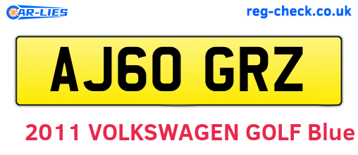 AJ60GRZ are the vehicle registration plates.