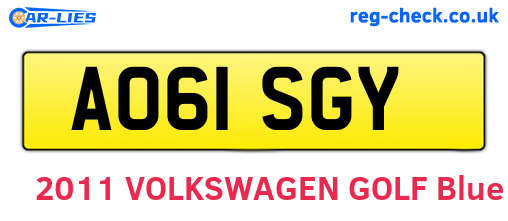 AO61SGY are the vehicle registration plates.
