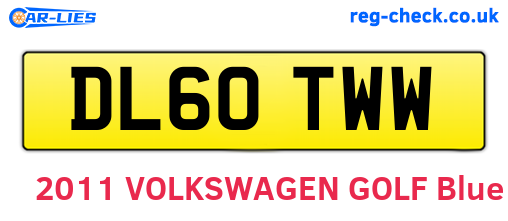 DL60TWW are the vehicle registration plates.