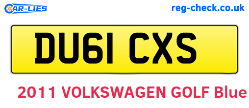 DU61CXS are the vehicle registration plates.