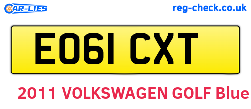 EO61CXT are the vehicle registration plates.