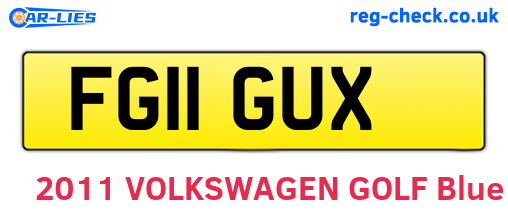 FG11GUX are the vehicle registration plates.