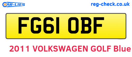 FG61OBF are the vehicle registration plates.