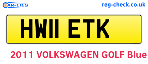 HW11ETK are the vehicle registration plates.