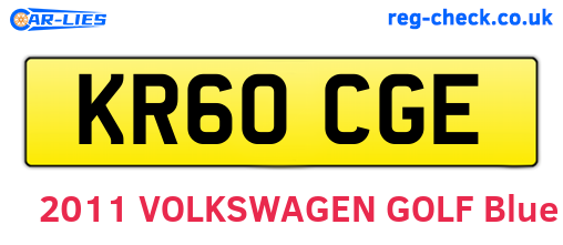 KR60CGE are the vehicle registration plates.
