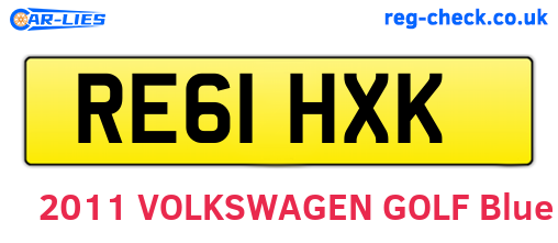 RE61HXK are the vehicle registration plates.