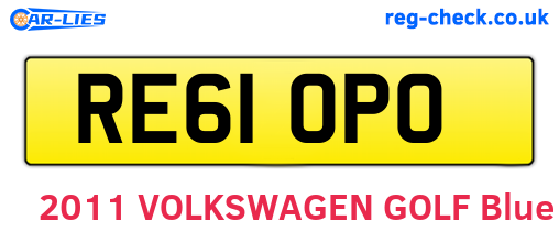 RE61OPO are the vehicle registration plates.