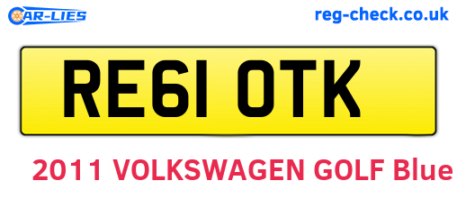 RE61OTK are the vehicle registration plates.