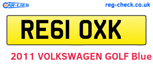 RE61OXK are the vehicle registration plates.