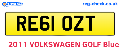 RE61OZT are the vehicle registration plates.