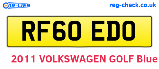 RF60EDO are the vehicle registration plates.