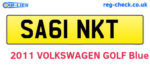 SA61NKT are the vehicle registration plates.