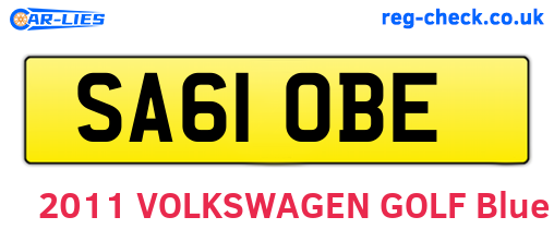 SA61OBE are the vehicle registration plates.