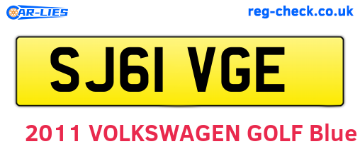 SJ61VGE are the vehicle registration plates.