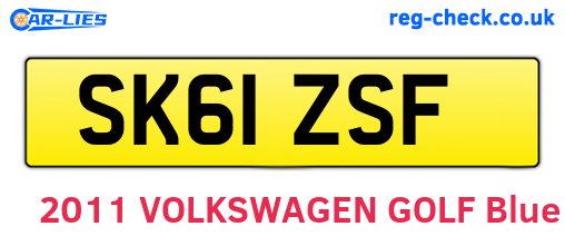 SK61ZSF are the vehicle registration plates.