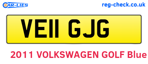 VE11GJG are the vehicle registration plates.