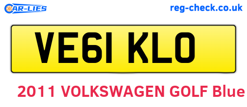 VE61KLO are the vehicle registration plates.