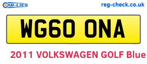WG60ONA are the vehicle registration plates.