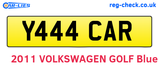 Y444CAR are the vehicle registration plates.