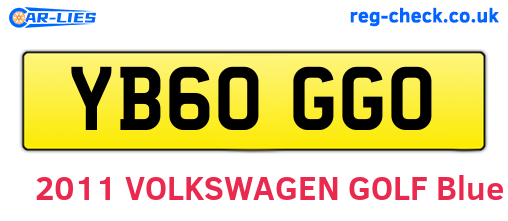YB60GGO are the vehicle registration plates.