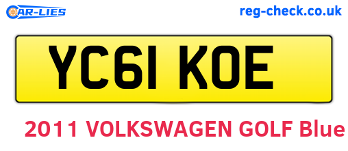 YC61KOE are the vehicle registration plates.
