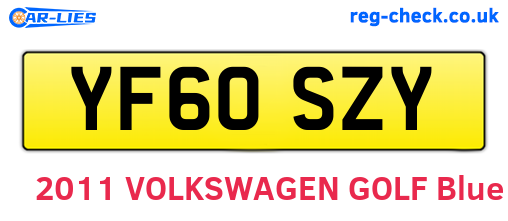 YF60SZY are the vehicle registration plates.