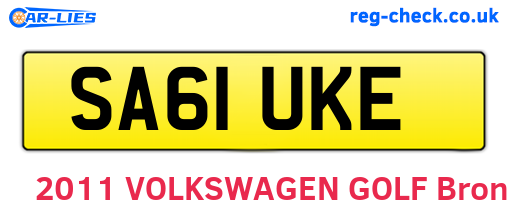 SA61UKE are the vehicle registration plates.