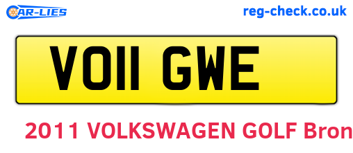 VO11GWE are the vehicle registration plates.